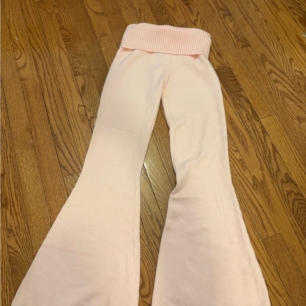 Edikted Light Pink Knit Flare Pants